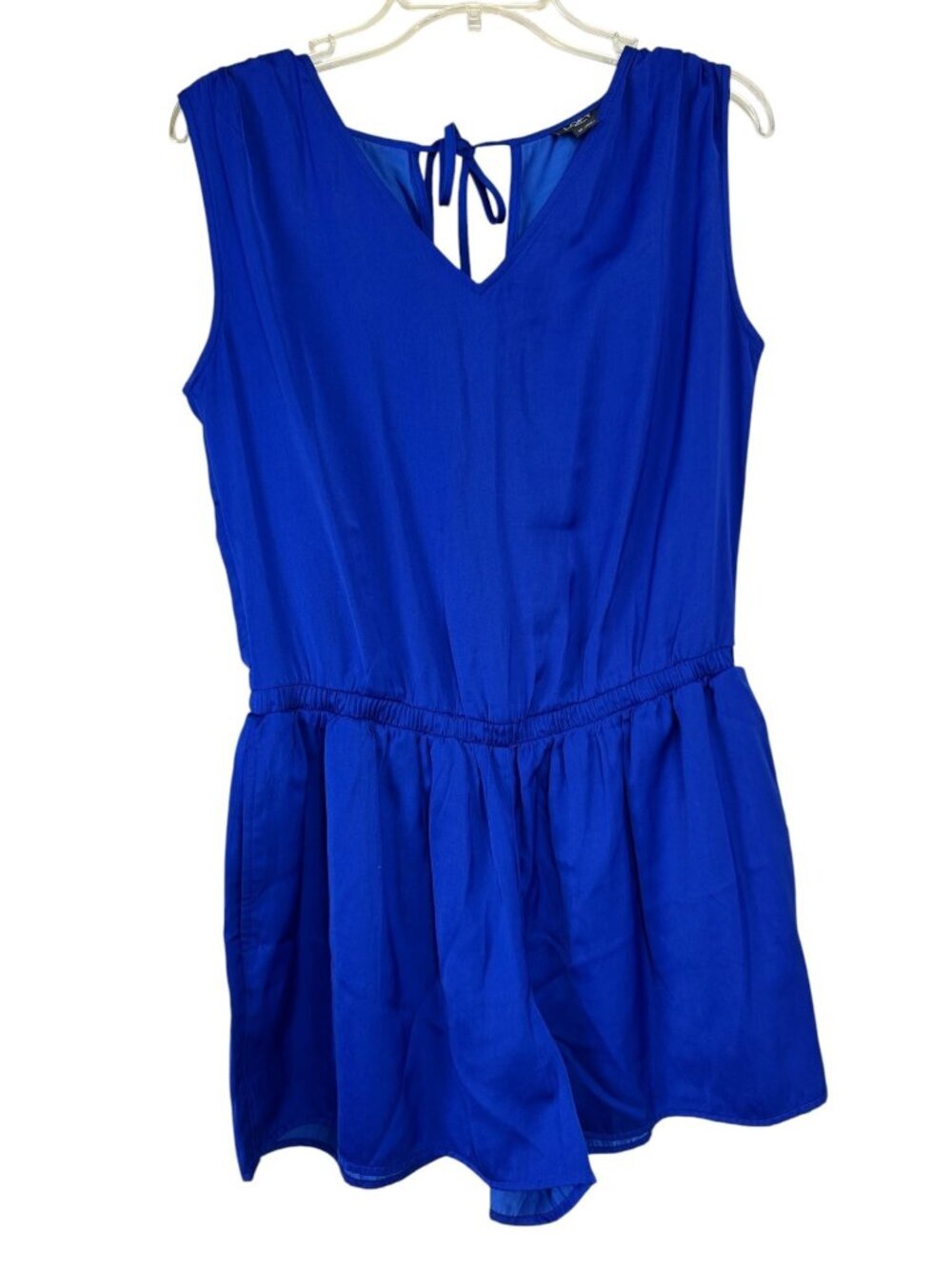 LOFT Petites Cobalt Blue Sleeveless Romper Satin Women's SP Summer Colorful EUC